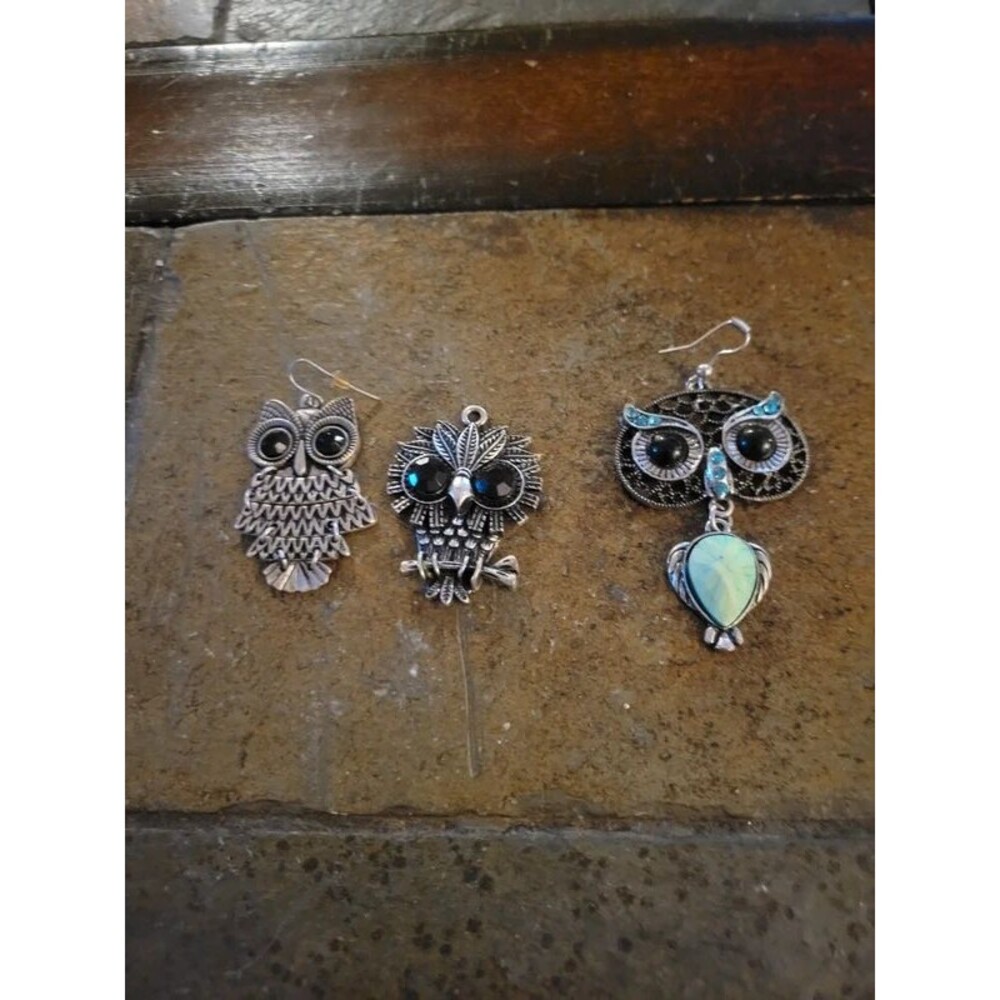Three different Owl earrings or pendant - need new hooks. needs hookd